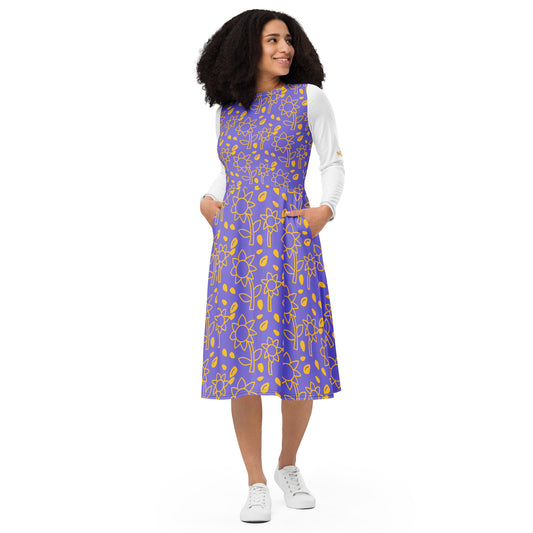 NURU BLOOM RITUAL MIDI DRESS WITH POCKETS - Glow By Hellen