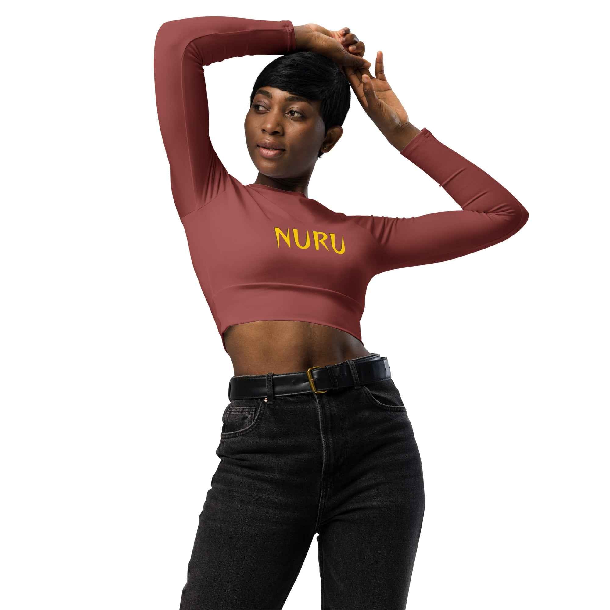 NURU TERRACOTTA LONG SLEEVE CROP TOP Main image